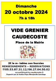 Vide grenier à Caudecoste : 20 octobre 2024